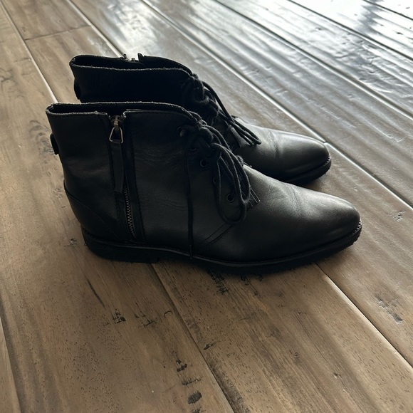 Kooples black leather boots lace up zip up sz 40 - Picture 1 of 9